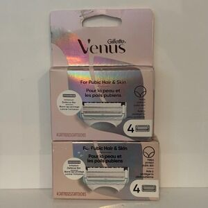 Gillette Venus For Pubic Hair and Skin Razor Blade Refills 2 Packs 8 Cartridges
